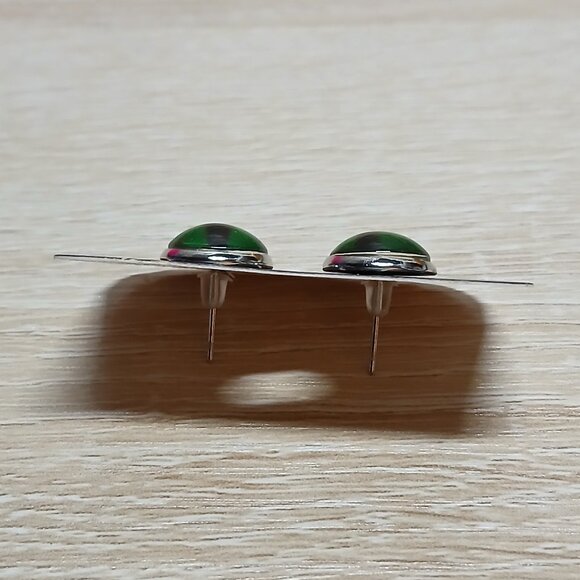 Handmade Silver Tone with Green Tree of Life Stud Earrings Fashion Jewelry #86 - Picture 9 of 11